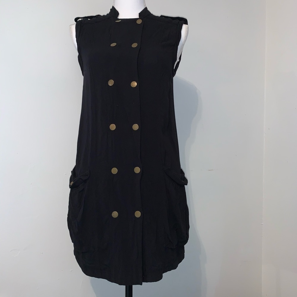 Jack Military-Inspired Black Dress, sz S - Picture 2 of 13